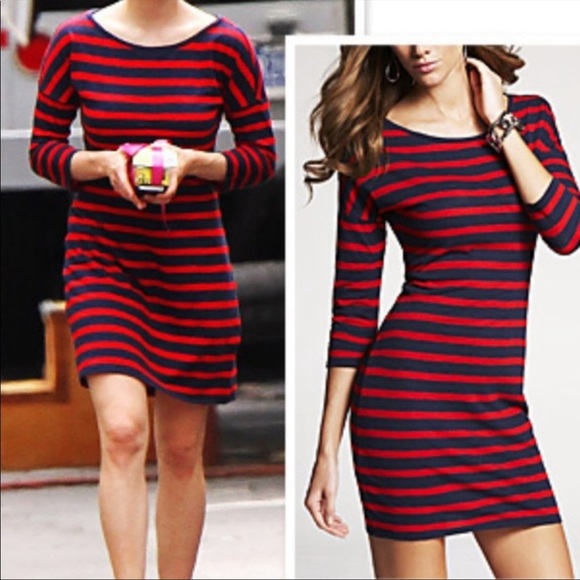 Express Red and Blue Striped Mini Dress - Picture 1 of 7